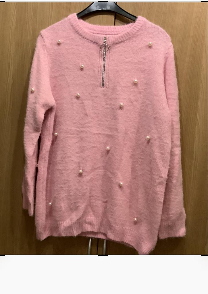 Trui.  mt L/ XL.   met pareltjes.    Roze., Verzenden, Nieuw, Maat 46/48 (XL) of groter, Roze