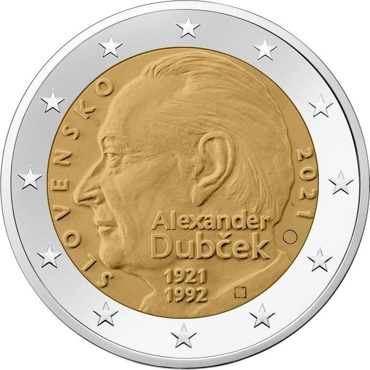 2 euro Slowakije 2021 - Alexander Dubcek (UNC), Ophalen of Verzenden, Slowakije, 2 euro, Losse munt