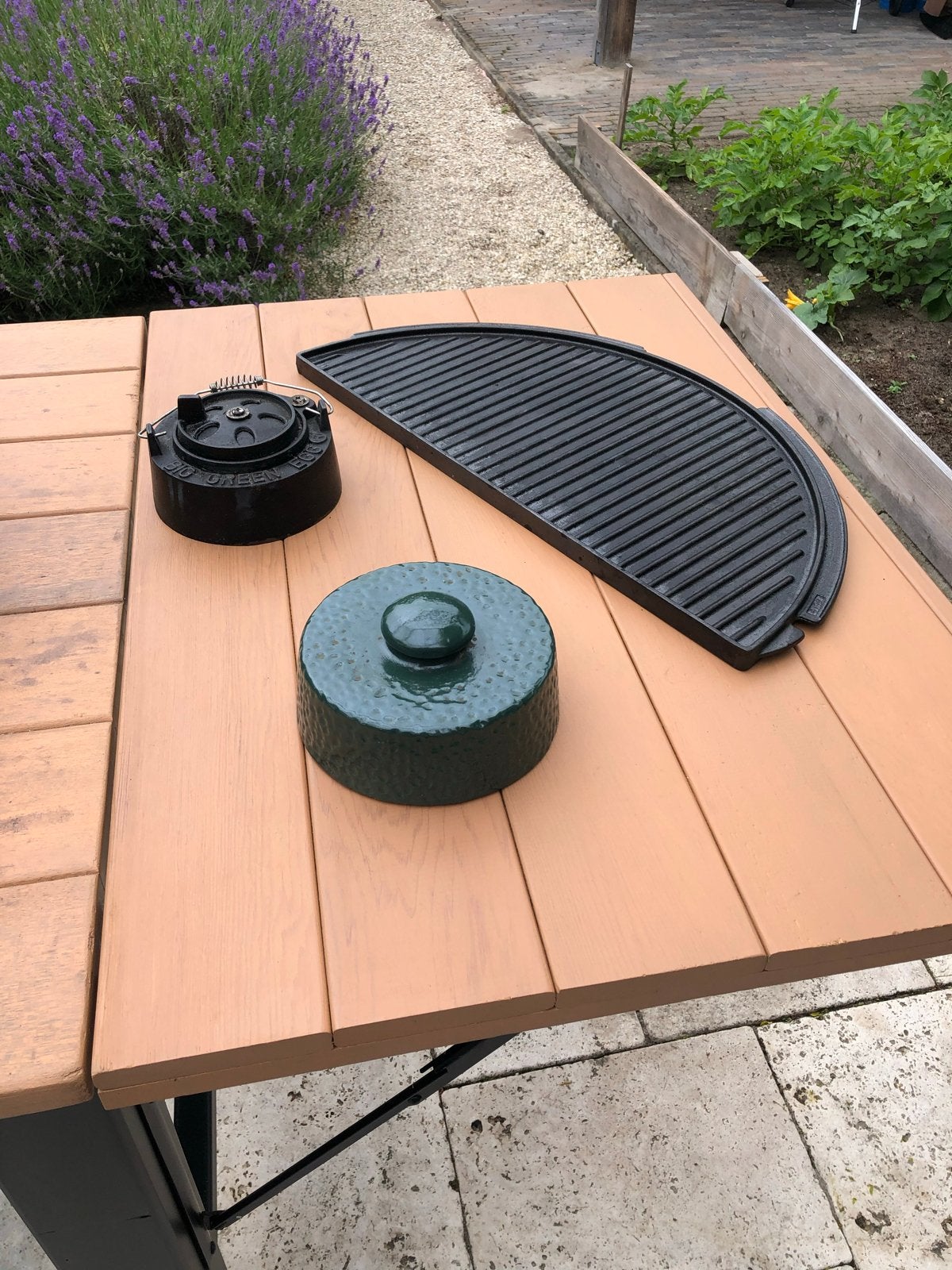 Big Green Egg XL met onderstel en accessoires, Ophalen, Gebruikt