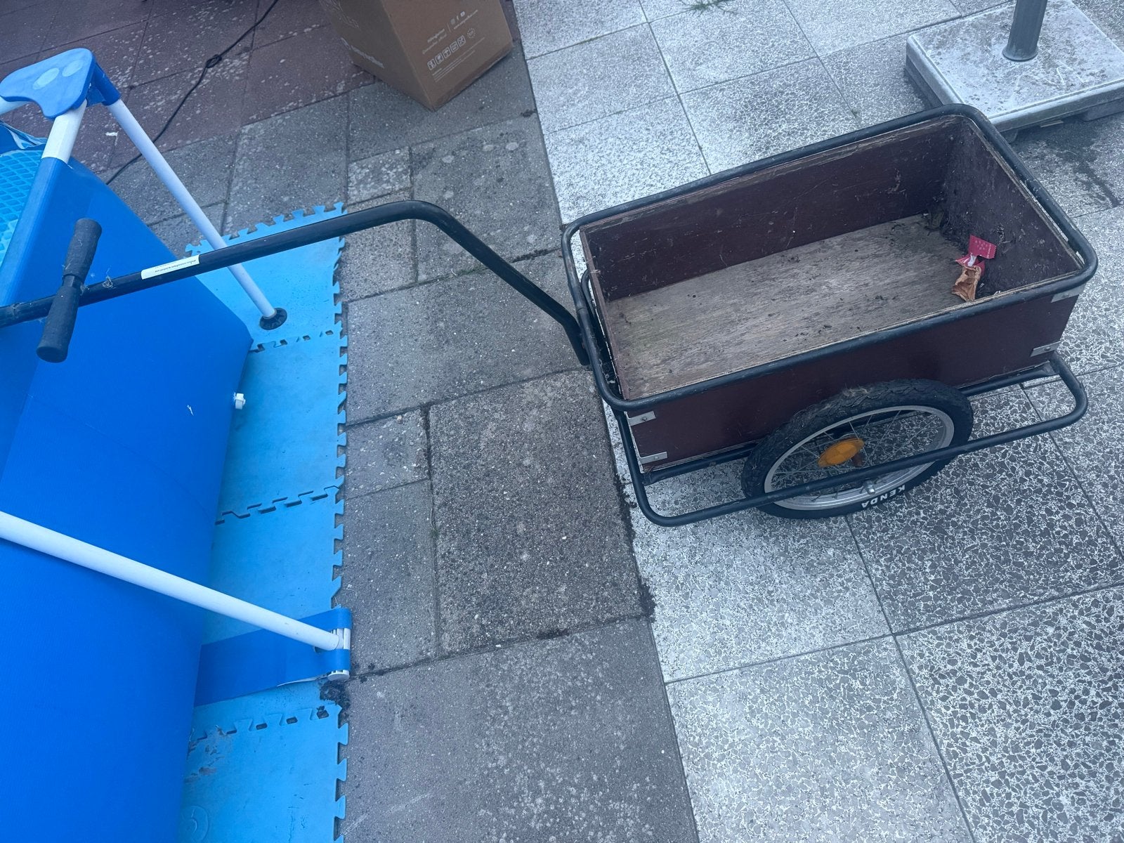 Stevige fietskar/viskar met houten bak en handvaten, Ophalen, Gebruikt, Bagagekar, 40 tot 60 kg