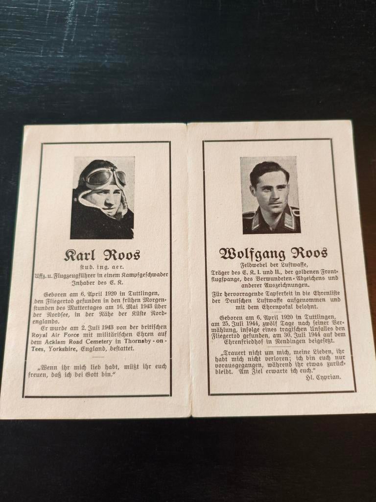 Zeldzame Duitse bidprent WOII - Roos broers - Ehrenpokal !, Verzamelen, Militaria | Tweede Wereldoorlog, Ophalen of Verzenden