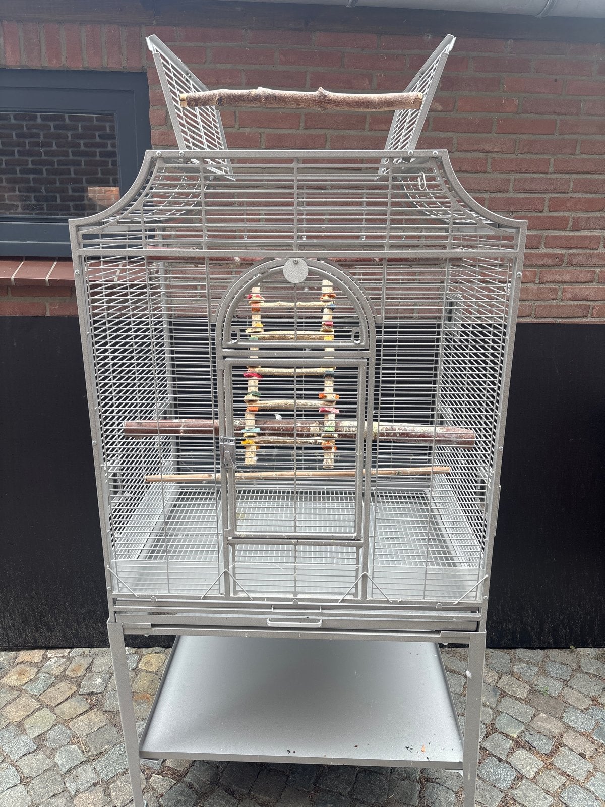 Papegaaien kooi zo goed als nieuw 90x110 met voer bakjes, Ophalen, Zo goed als nieuw, Metaal, Vogelkooi