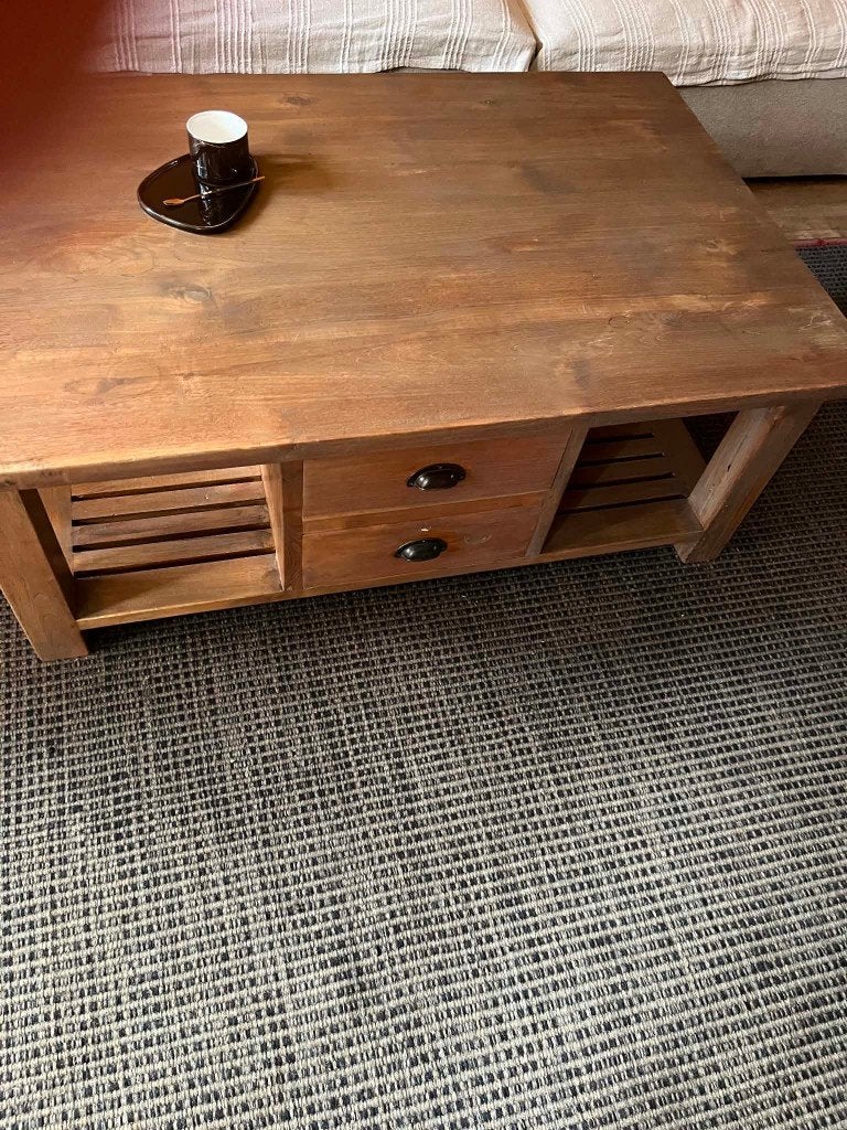 Stamboom salontafel-teak, Ophalen, Teakhout, Zo goed als nieuw, Modern