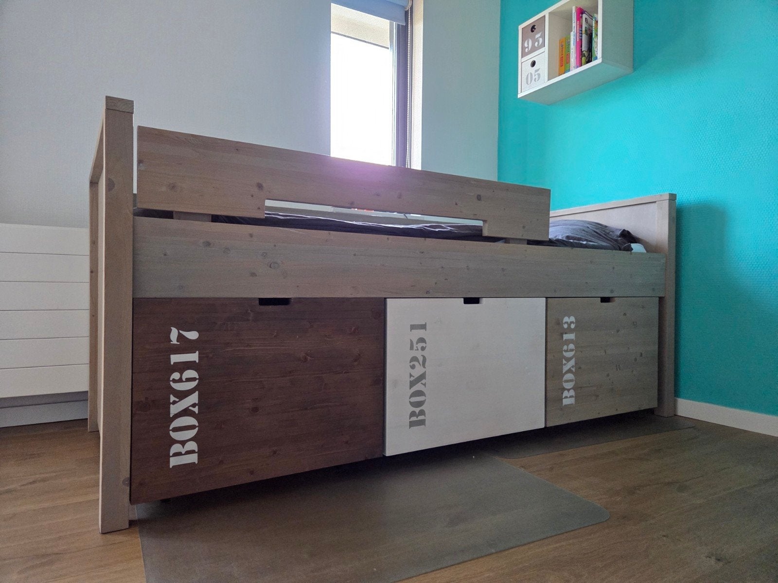 kinderbed Bopita Basic Wood, kajuitbed, 85 tot 100 cm, Gebruikt, 180 cm of meer, Ophalen