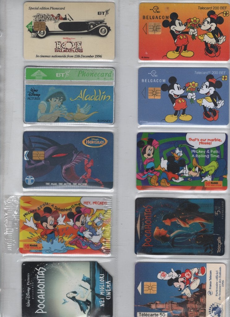 12 verschillende Disney telefoonkaarten mickey aladin e.a., Ophalen of Verzenden, Buitenland