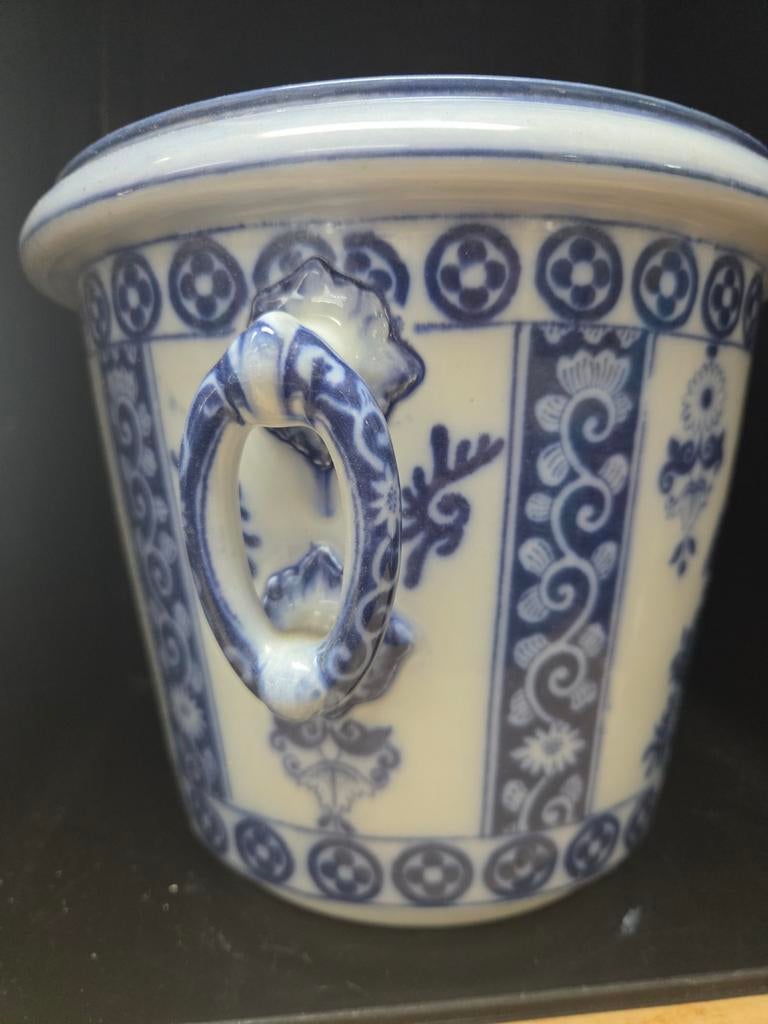 Delfts Blauw bloempot met handvatten, Ophalen of Verzenden