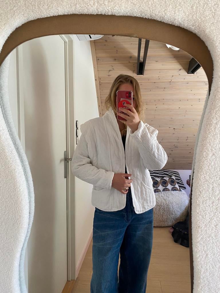 Vintage quilted jas, Ophalen of Verzenden, Zo goed als nieuw, Maat 36 (S), Wit