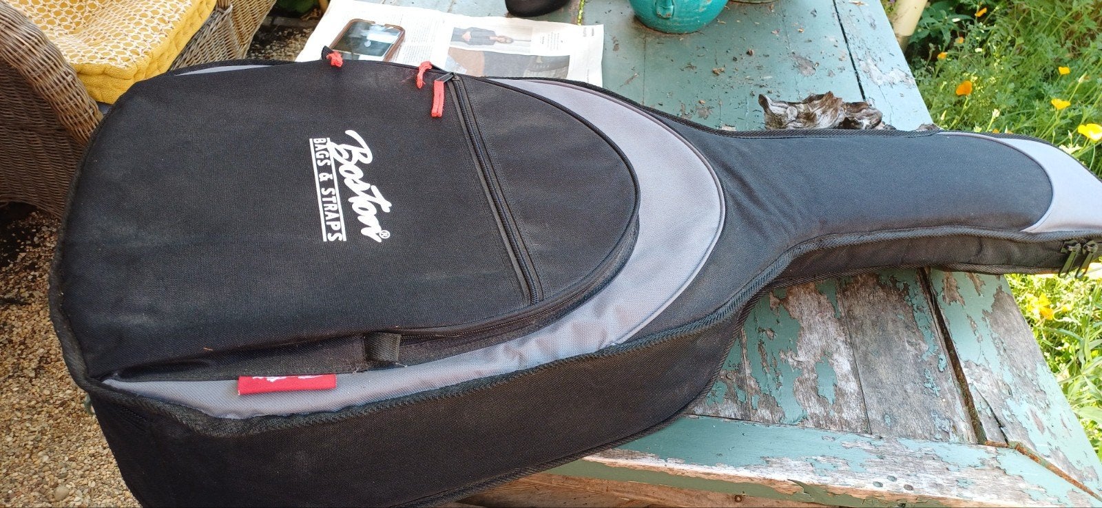 Spaanse gitaar met bescher-/transporthoes, Ophalen, Zo goed als nieuw, Klassieke of Spaanse gitaar, Met koffer