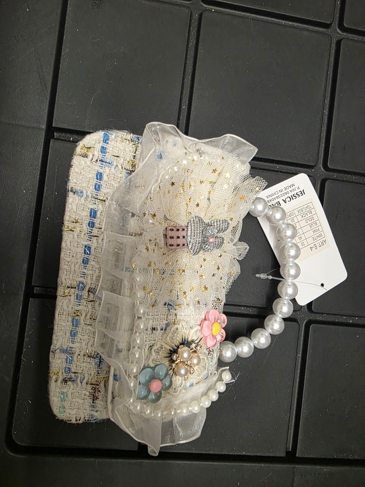 Schattig klein tasje met parelhandvat en ketting, Ophalen of Verzenden, Nieuw, Overige kleuren, Avondtasje