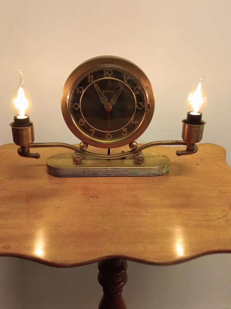 Vintage Hilbrink tafelklok met verlichting, Art Deco, Ophalen of Verzenden