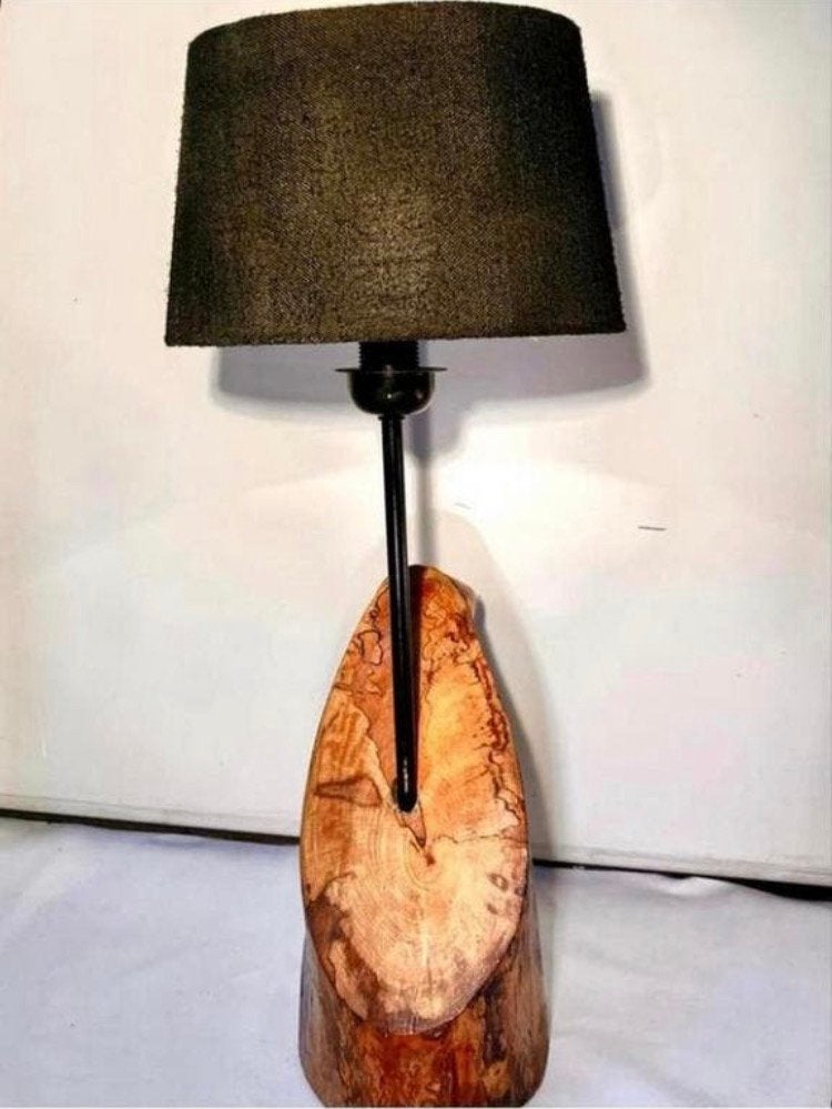 Sfeervolle boomstamlamp met knoest en zwarte kap, 50 cm, Overige merken, Nieuw, Sfeerlamp