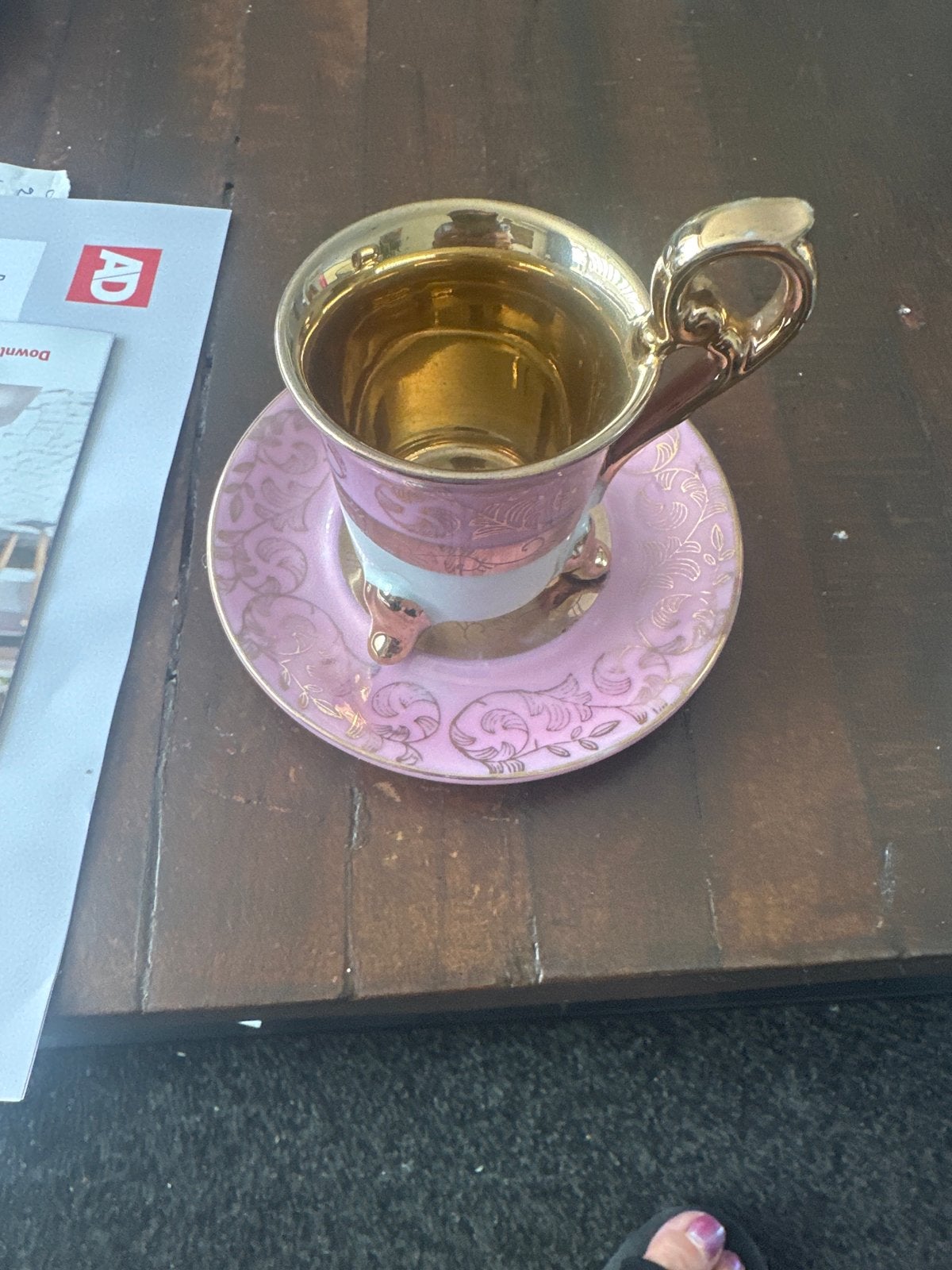 Royal Ashley Fine China kop en schotel - Roze/Goud, Ophalen of Verzenden