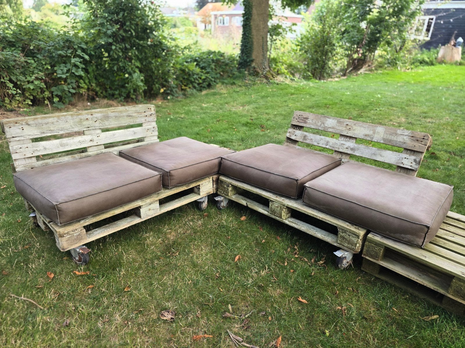 Leren Palletkussens  4 stuks, Ophalen, Zo goed als nieuw, Overige materialen