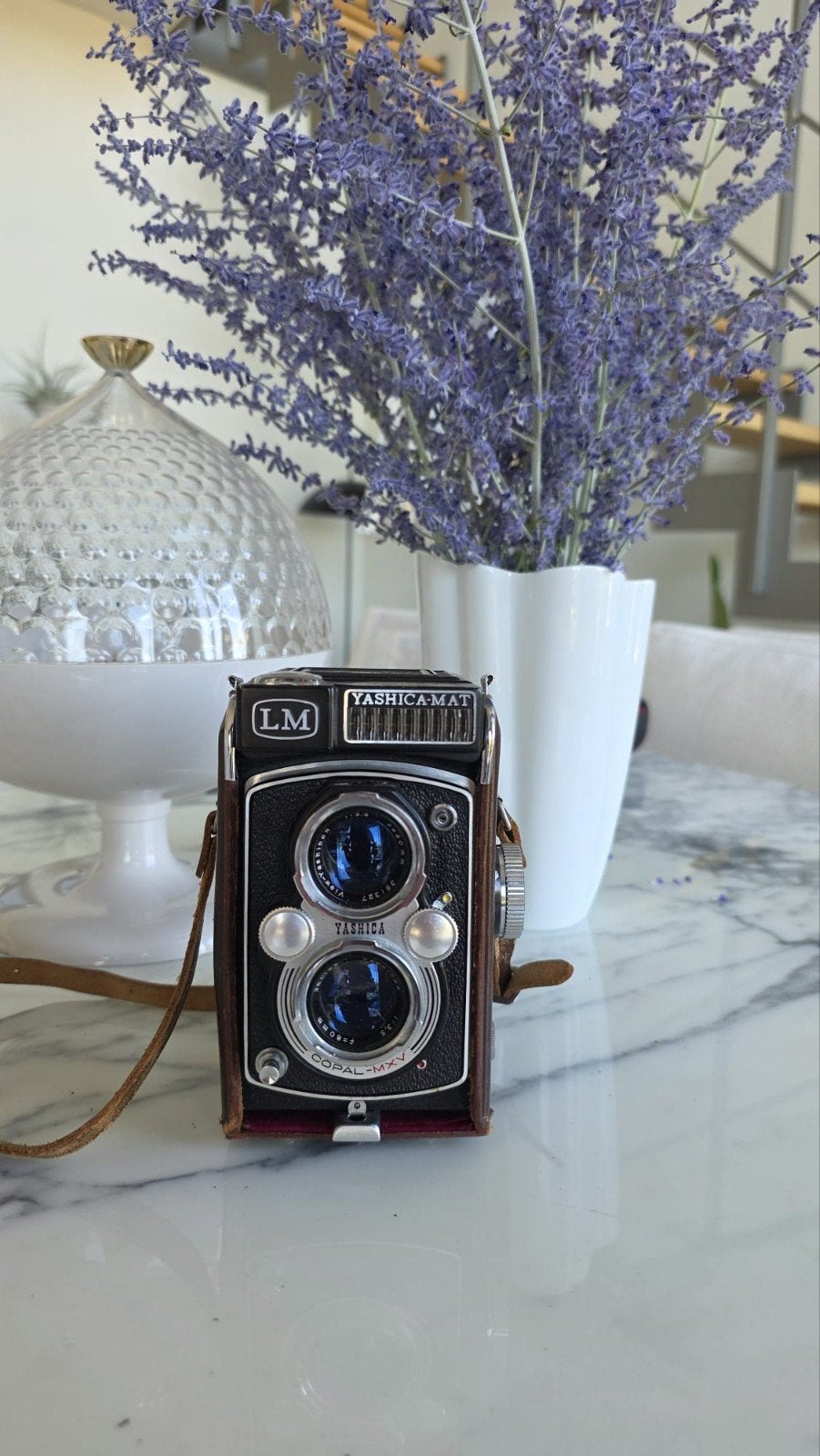 Vintage Yashica-Mat LM TLR Camera met Leren Tas en Lenzen, Audio, Tv en Foto, Fotocamera's Analoog, Ophalen of Verzenden, Gebruikt