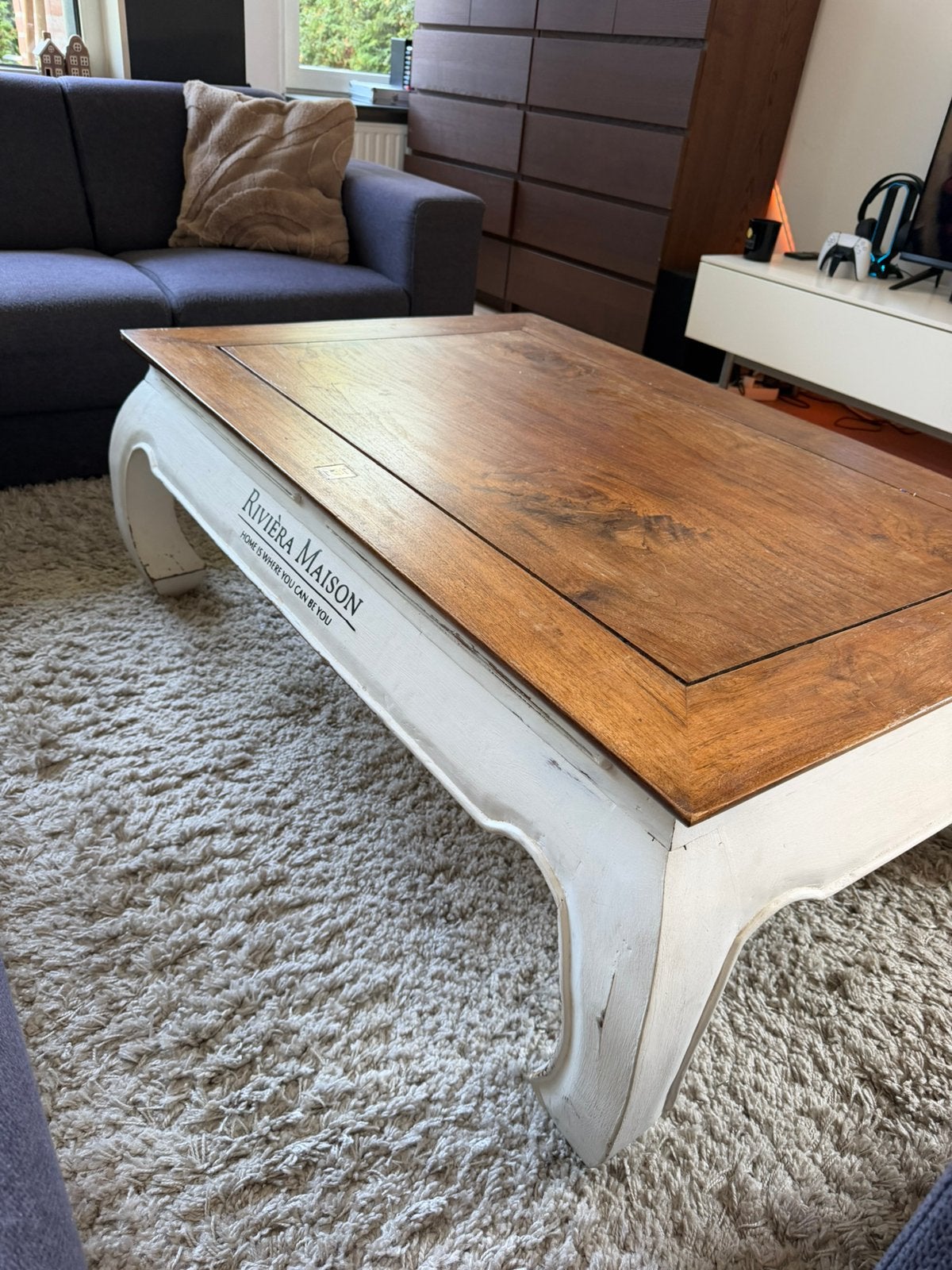 Originele Riviera Maison salontafel | Landelijke uitstraling, Ophalen, Zo goed als nieuw, Rechthoekig, 50 tot 100 cm