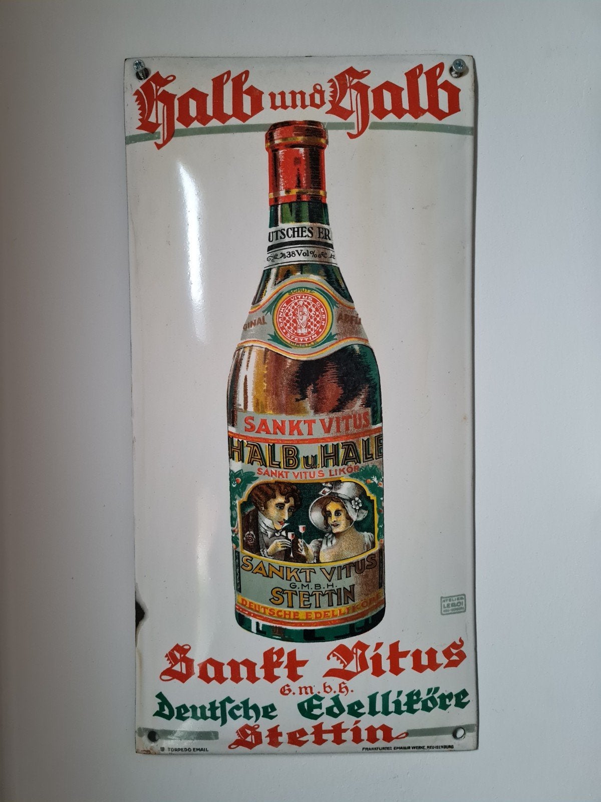 Duits emaille bord uit 1930, Verzamelen, Ophalen of Verzenden, Zo goed als nieuw, Reclamebord