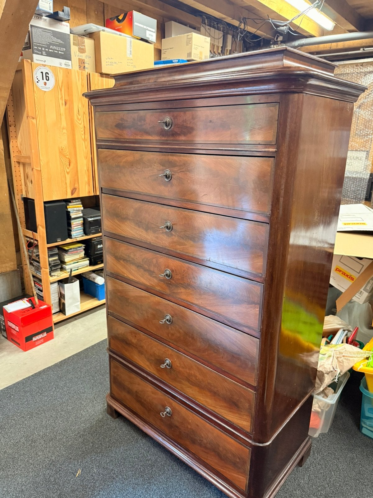 Luxe antieke mahonie kast 1874, Ophalen