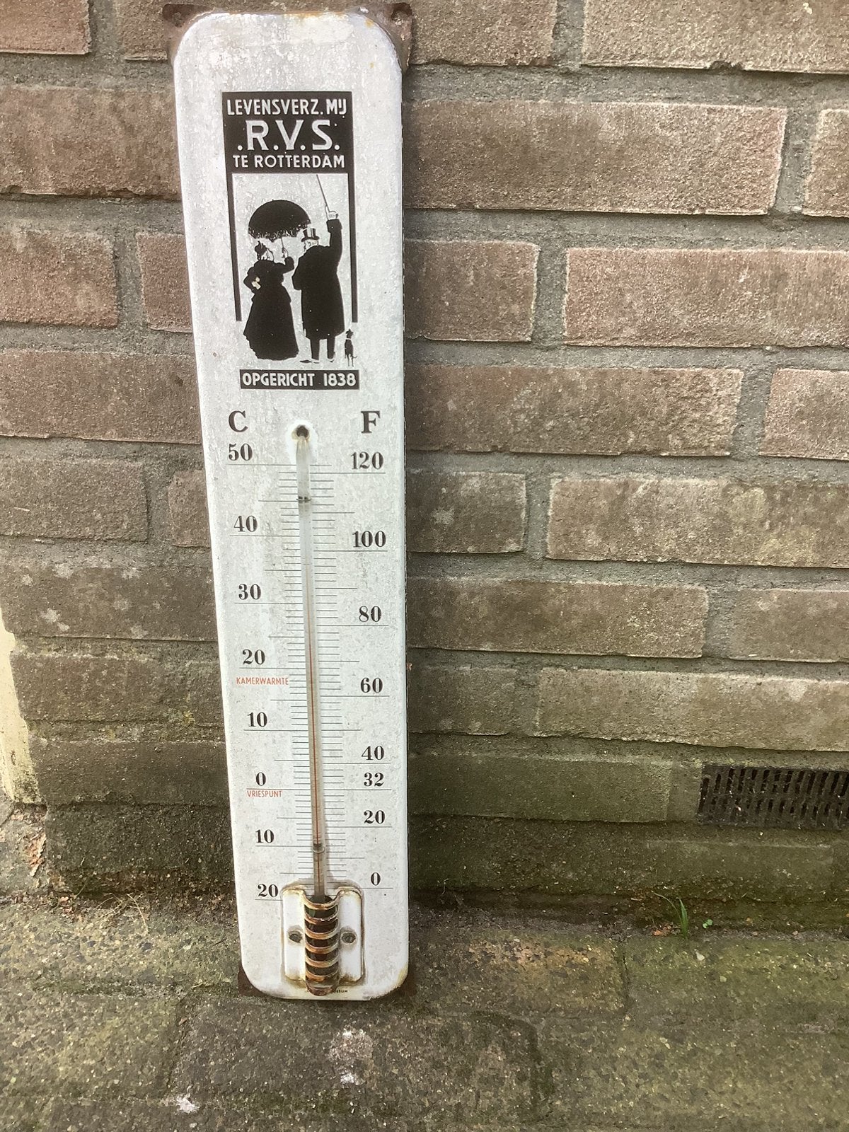 Oude buiten temperatuur meter, Huis en Inrichting, Ophalen of Verzenden, Gebruikt, Metaal