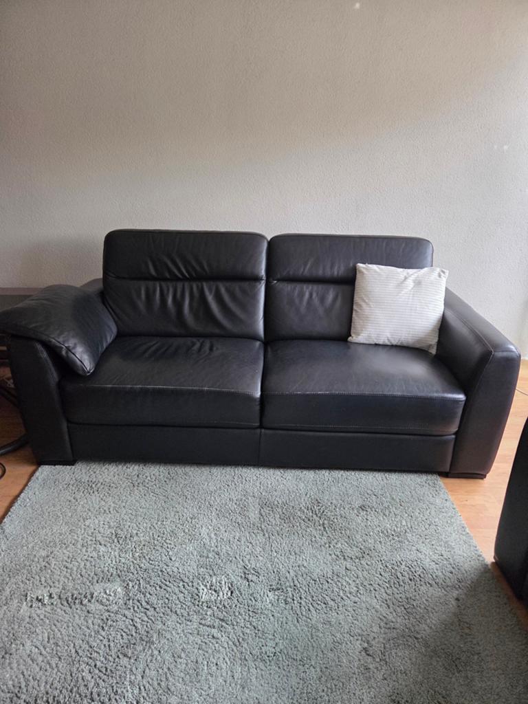 Zwarte lederen 2- en 3-zitsbanken van de Bommel, Ophalen, Gebruikt, Overige maten, 150 tot 200 cm