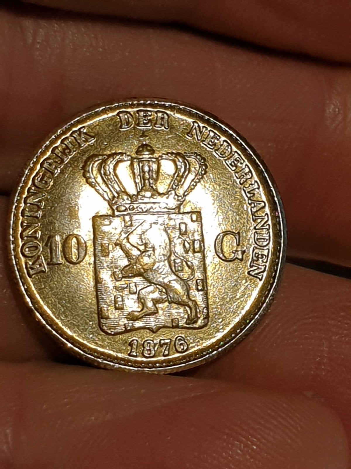 vals gouden tientje 1876 (Z1), Postzegels en Munten, Ophalen of Verzenden, Koning Willem III, 10 gulden