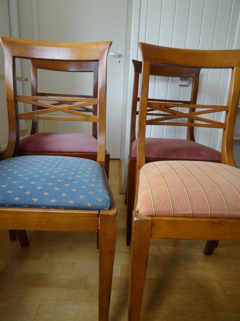 4 klassieke kersen eetkamerstoelen, Gebruikt, Bruin, Klassiek, Ophalen of Verzenden