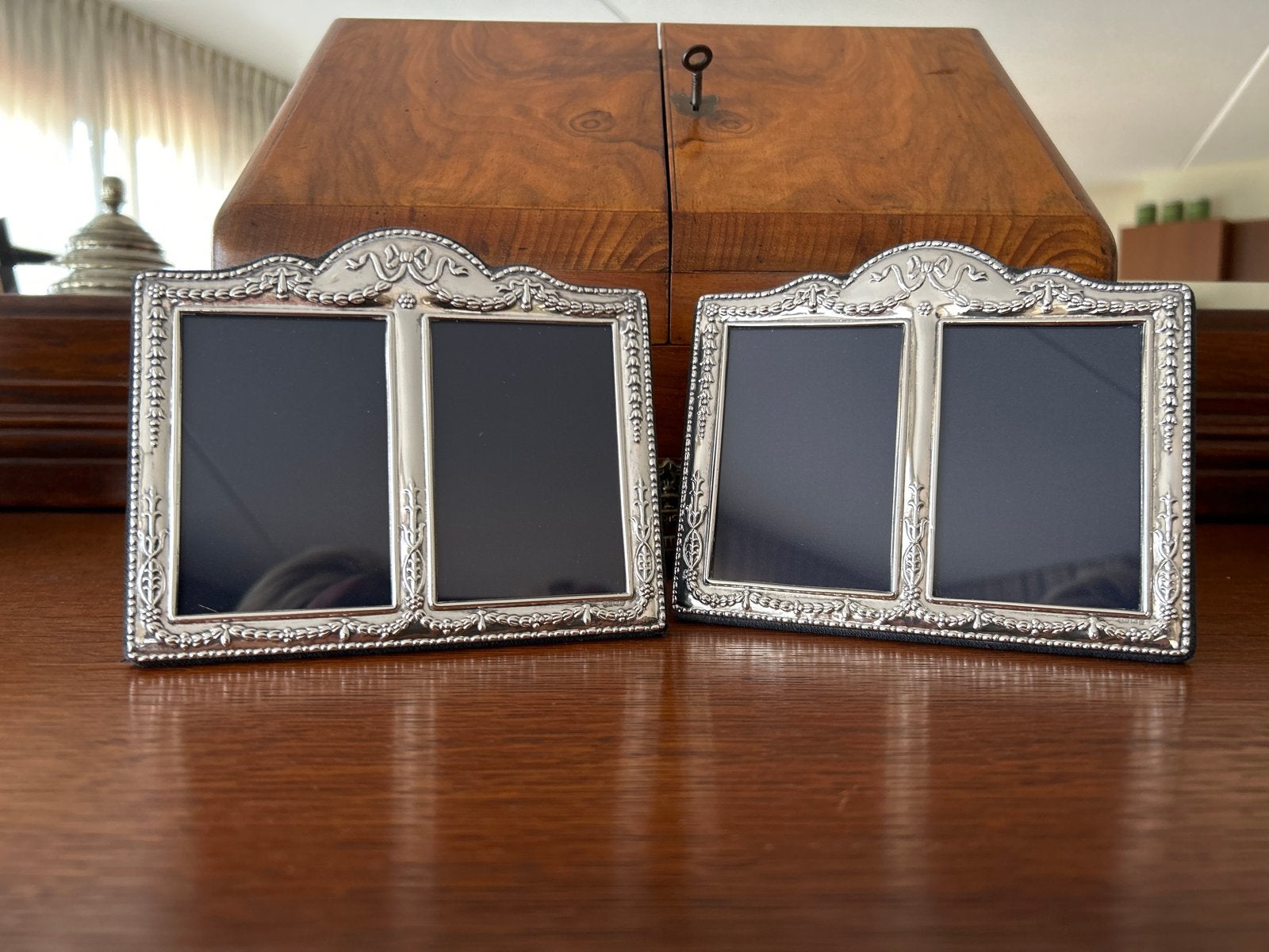 Set van 2 sterling zilveren fotolijstjes, Ophalen of Verzenden
