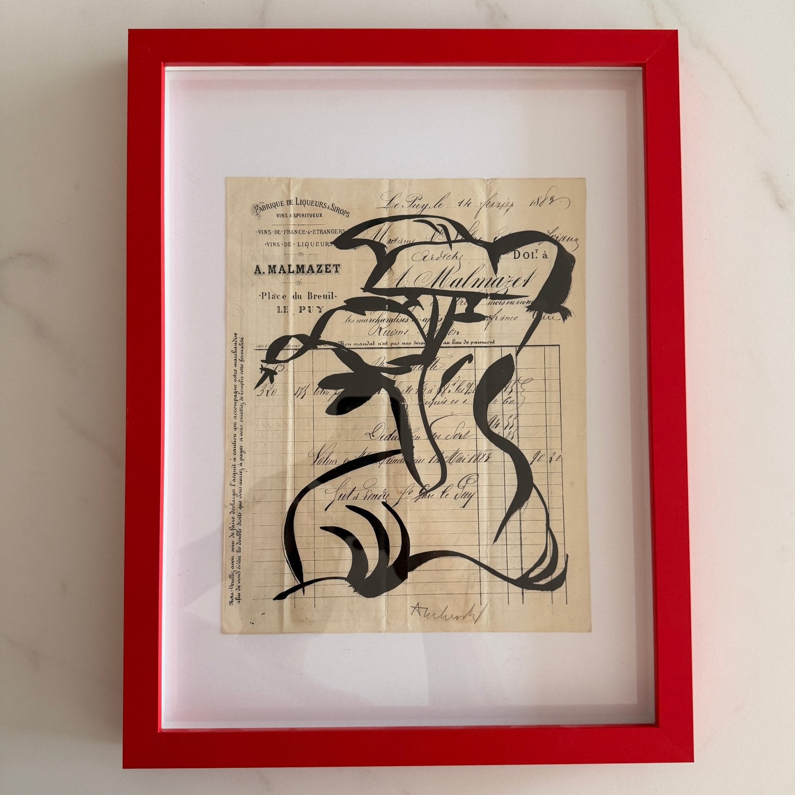 Pierre Alechinsky – Tekening op oud document, Antiek en Kunst, Kunst | Schilderijen | Modern, Ophalen of Verzenden