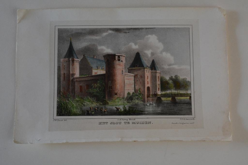 MUIDEN MUIDERSLOT Litho Mooie kwaliteit Anno 1842 GD8, Antiek en Kunst, 10 cm, 1800 - 1899, Verzenden, Stadsgezicht