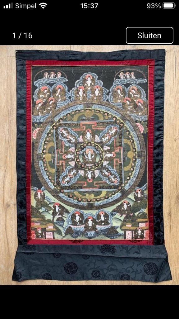 Thangka Buddha uit Tibet - 1, 87 cm, Textiel, Gemerkt, Tibet