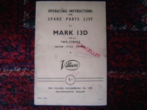 Villiers Mark 13D 1954 122 cc two stroke motorcycle engine, Ophalen of Verzenden, Overige merken