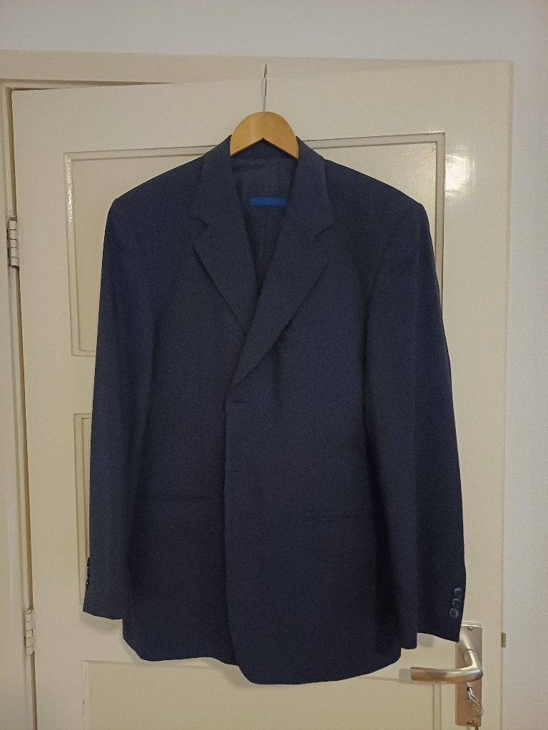 3 delig kostuum HIM Scheerwol Donkerblauw Jas 50 / Broek 48, WE, Ophalen of Verzenden, Zo goed als nieuw, Maat 48/50 (M)