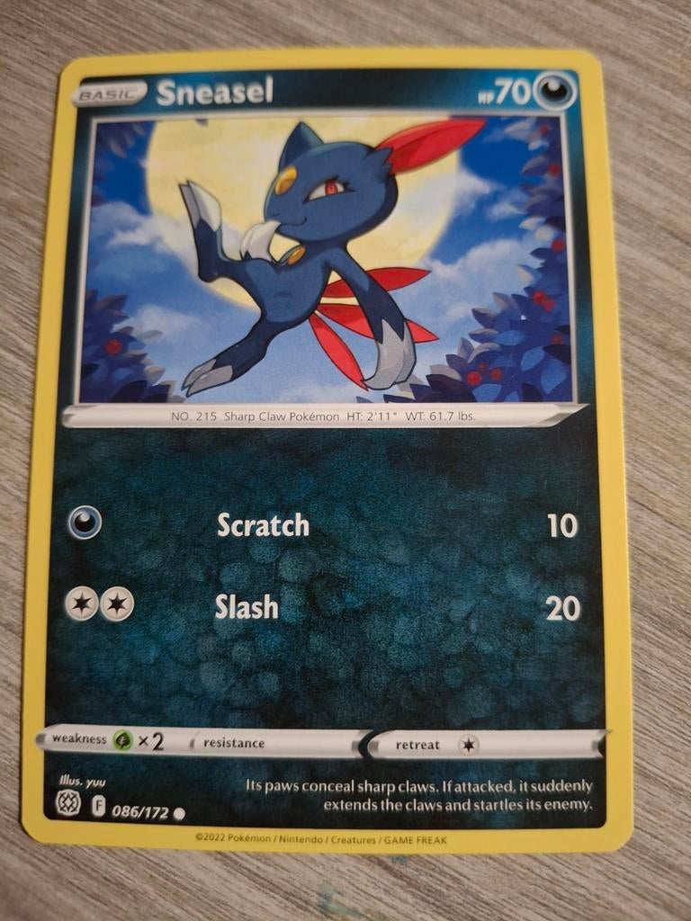 Pokémon Kaart Sneasel 086/172 - Basic HP70, Ophalen of Verzenden, Zo goed als nieuw, Losse kaart