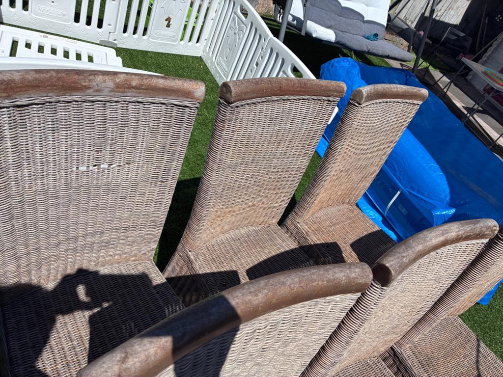 6 rotan stoelen, Huis en Inrichting, Stoelen, Ophalen, Gebruikt, Bruin, Riet of Rotan