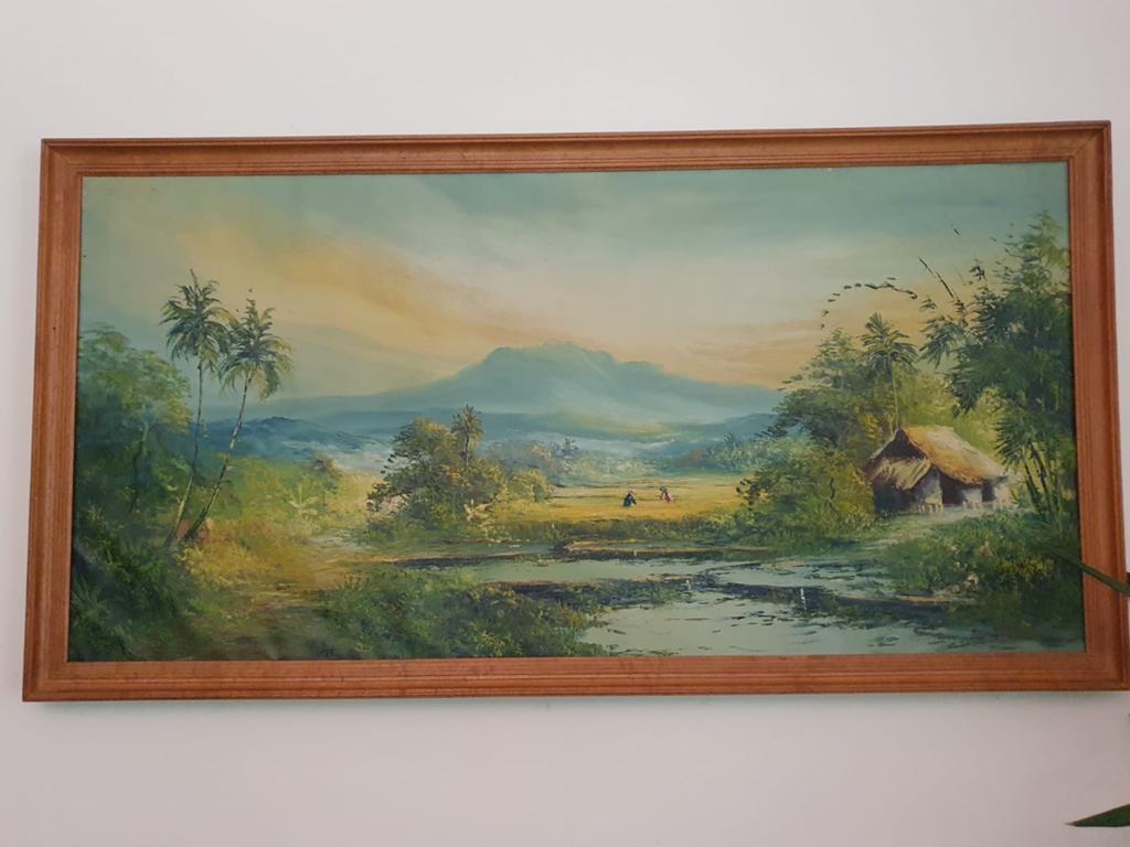 Schilderij 70x140 Indonesisch Landschap in Houten Lijst, Ophalen