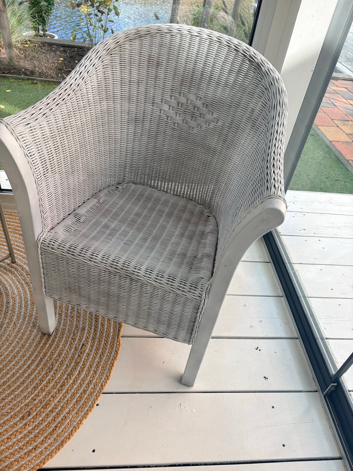 Witte rieten stoel, Ophalen, Gebruikt, Wit, Riet of Rotan
