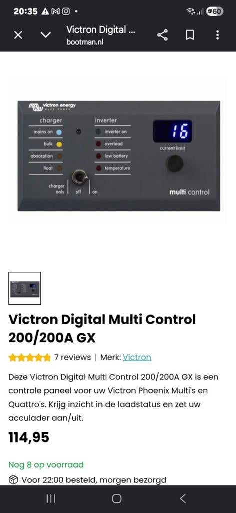 Victron Phoenix multi control, Ophalen of Verzenden, Zo goed als nieuw, Motor en Techniek, Zeilboot of Motorboot