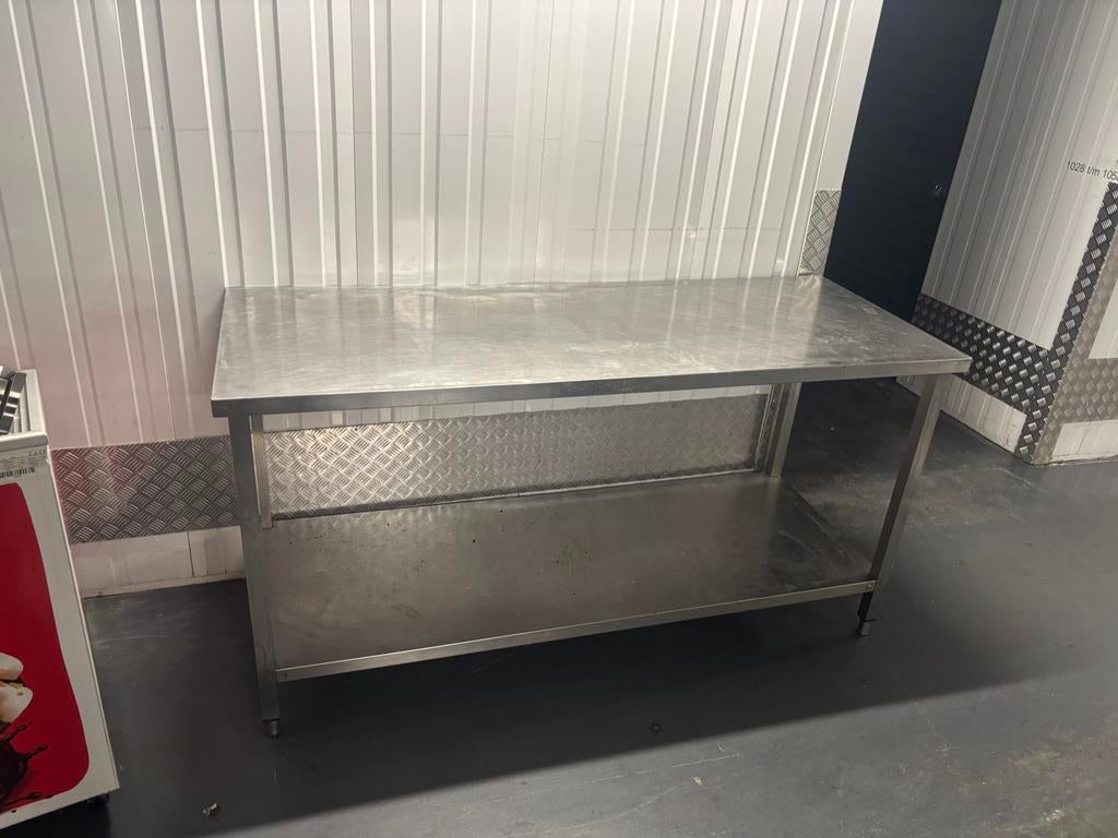 RVS Werktafel dubbelblad 180 x 70, Ophalen of Verzenden, Zo goed als nieuw, Rvs