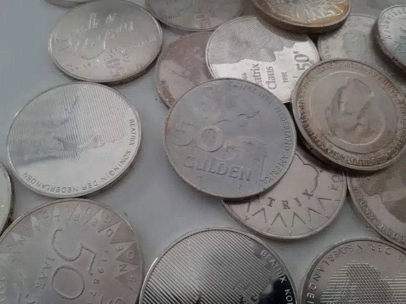 Zilveren 50 gulden Beatrix Nederland (Willekeurig jaartal), Postzegels en Munten, Edelmetalen en Baren, Ophalen of Verzenden, Zilver