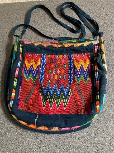 Boho schoudertas /cross over Mexico  handwerk Maya kunst, Ophalen of Verzenden, Gebruikt, Blauw, Schoudertasje