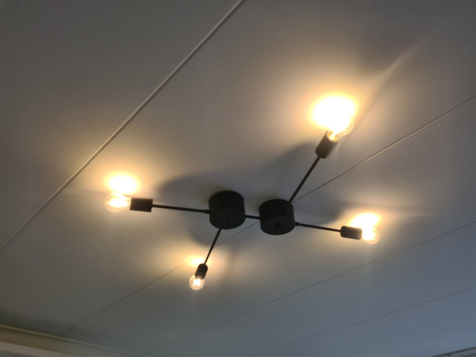 Lumidora Plafondlamp met 4 LED lampen - Zwart, Modern Design, Ophalen, Inclusief lichtbron, Modern, Zwart