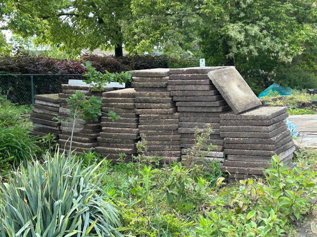 Grindtegels 50x50, Tuin en Terras, Tegels en Klinkers, Ophalen, Gebruikt, Beton, Terrastegels