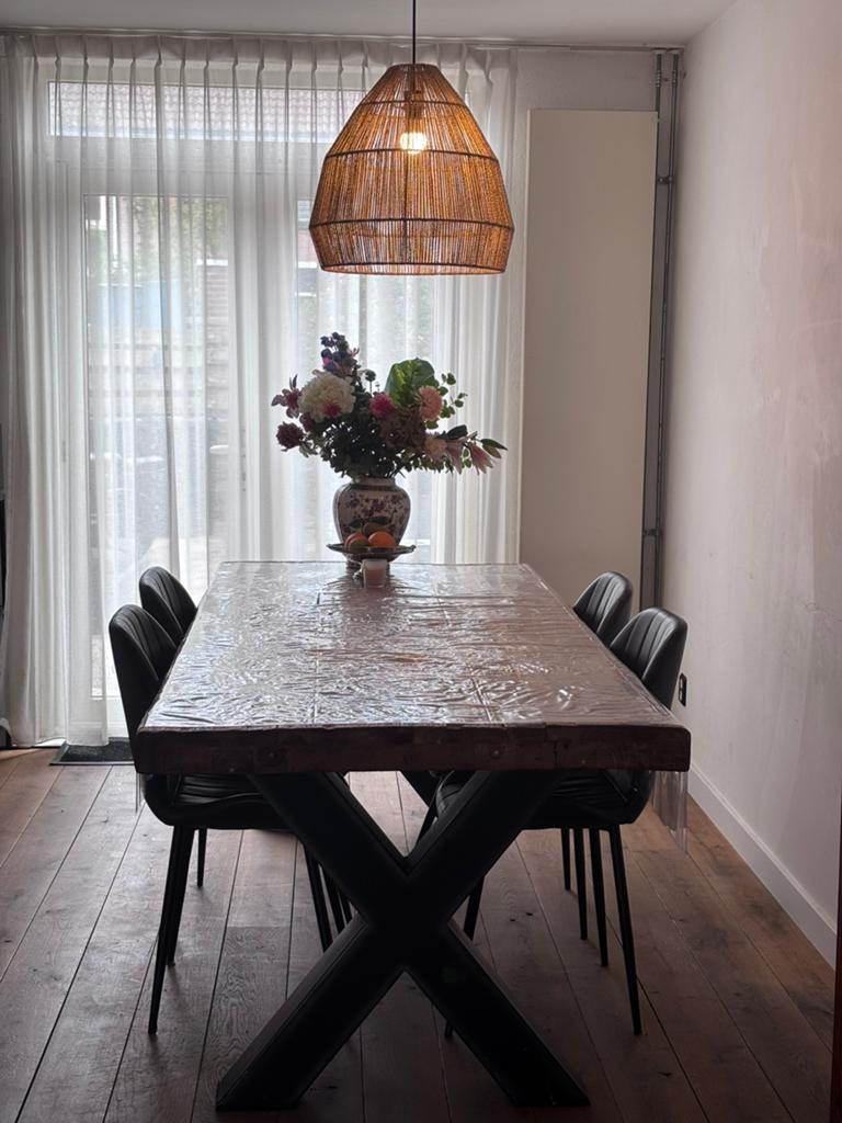Echte houten eettafel voor 8 personen, Huis en Inrichting, Ophalen, 200 cm of meer, 50 tot 100 cm, Zo goed als nieuw