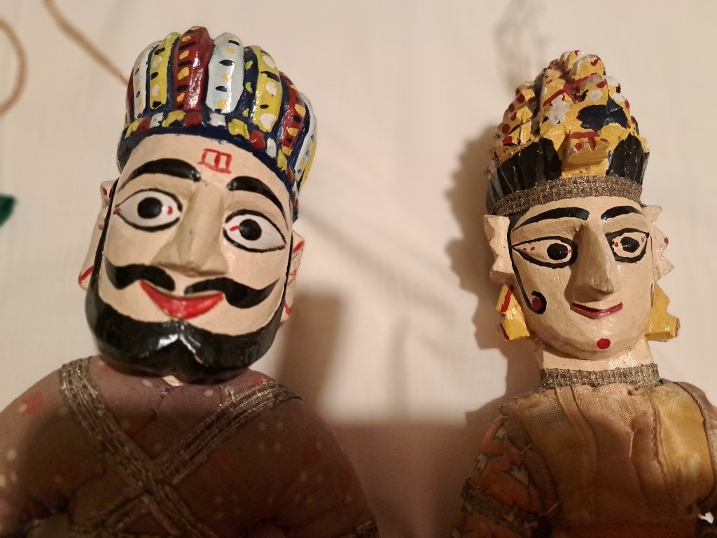 Twee indiase Kathputli Stringpoppen, Ophalen of Verzenden