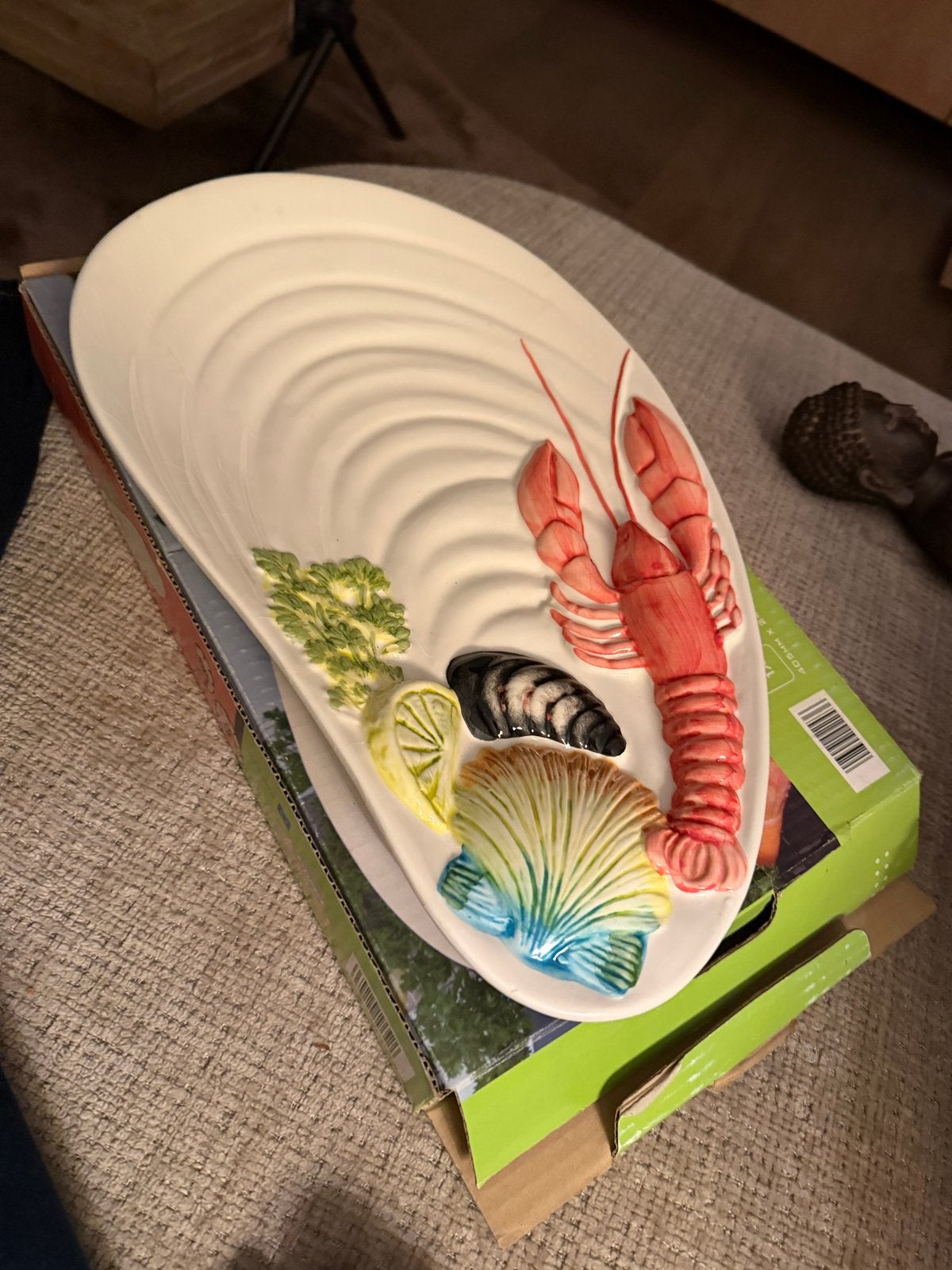 Vintage schaal met zeedieren decoratie, Antiek en Kunst, Ophalen of Verzenden
