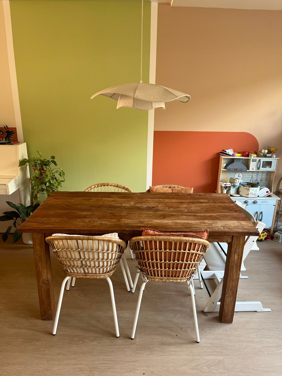 Robuuste houten eettafel - 160x80 cm, Ophalen, Gebruikt, 50 tot 100 cm, 150 tot 200 cm