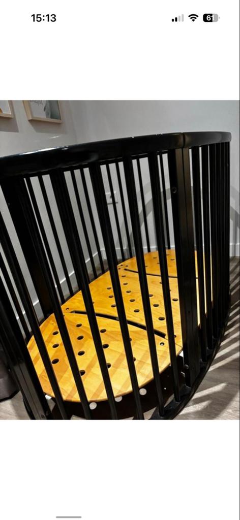 Stokke Sleepi ledikant + Mini Wieg Zwart met Matras, Ophalen of Verzenden, Gebruikt