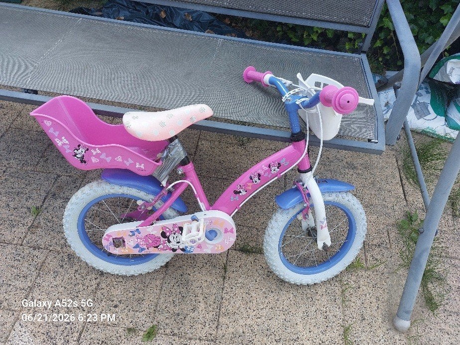 Minimouse Kinderfiets meisje, Zijwieltjes, Gebruikt, Minder dan 16 inch, Ophalen