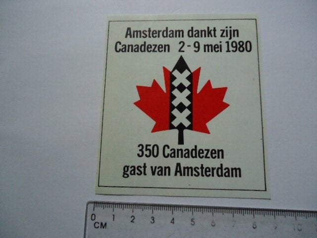 sticker oud 1980 Mokum Apollolaan Amsterdam canada oorlog, Verzamelen, Verzenden, Zo goed als nieuw