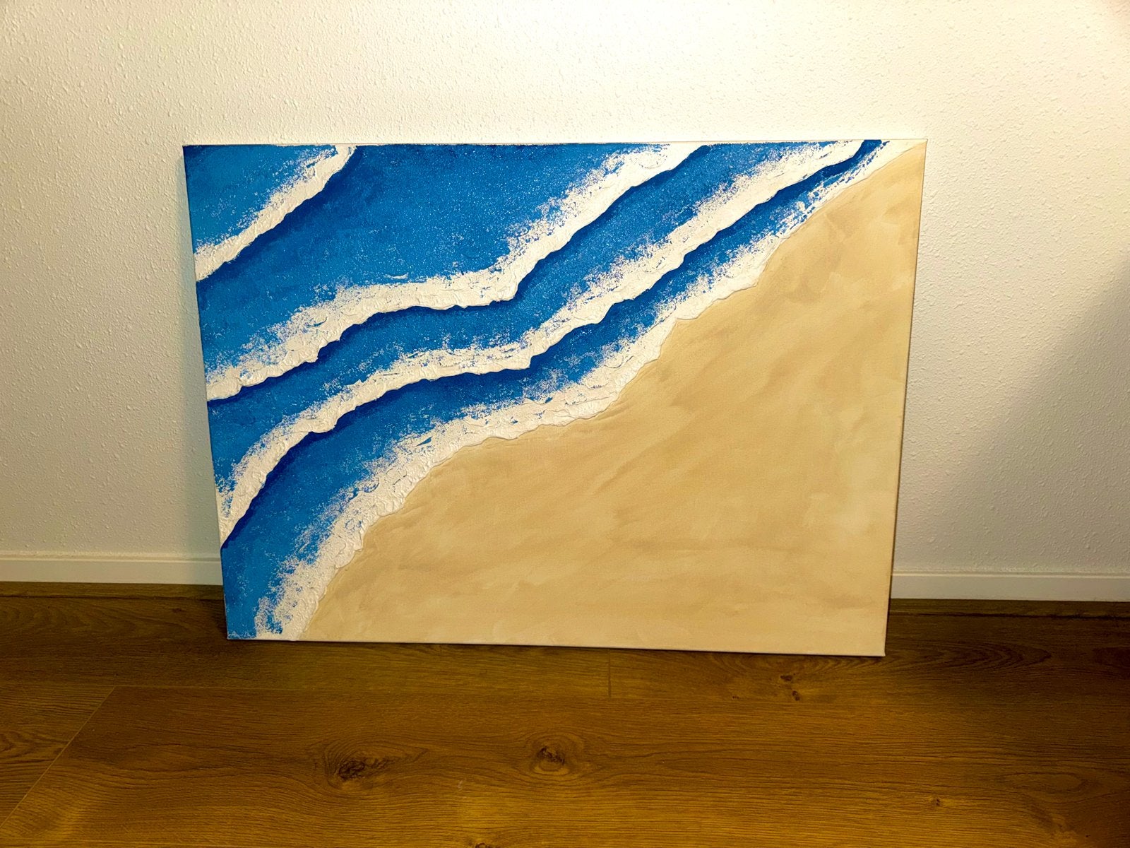 Handgeschilderd strand en zee schilderij, Verzenden