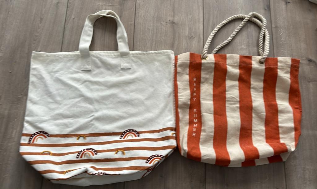 Strandtassen medium en small, 40 tot 60 cm, 30 cm of meer, Beige, Minder dan 35 cm